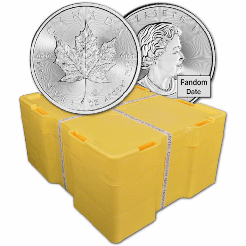 1 oz Silver Canadian Maple Leaf 500-Coin Monster Box BU (Random Year)
