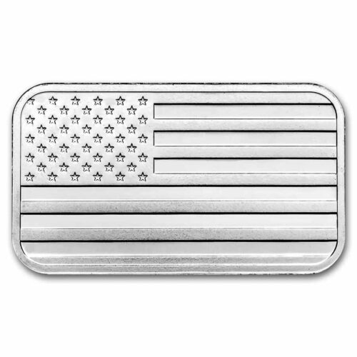10 oz. Highland Mint Silver Bar (American Flag Design)